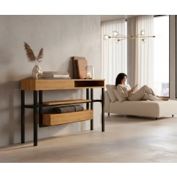 KONSOLA Z SZUFLADĄ DREWNO LITE DĄB OLCHA SKD-304